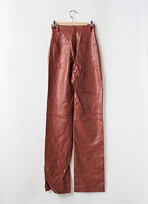 Pantalon droit fermeture zippée sous rabat avec crochet taille haute marron HOUSE OF CB LONDON femme