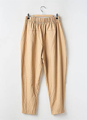 Pantalon droit coupe carotte taille haute beige BERSHKA femme