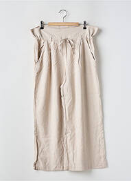 Pantalon large coupe fluide taille haute beige ALOHAS femme