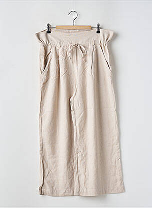 Pantalon large coupe fluide taille haute beige ALOHAS femme