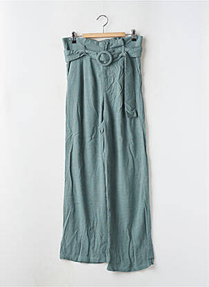 Pantalon large taille à pinces taille haute vert RUE MAZARINE femme