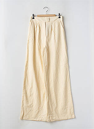 Pantalon large fermeture zippée sous rabat boutonné taille haute beige NASTY GAL femme