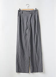 Pantalon large fermeture zippée sous rabat boutonné taille haute gris VATKALI femme