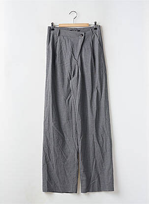 Pantalon large fermeture zippée sous rabat boutonné taille haute gris VATKALI femme