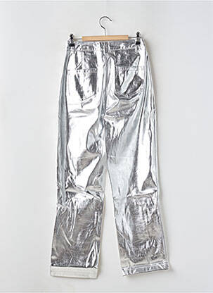 Pantalon droit taille à pinces taille haute argent AMYLYNN femme
