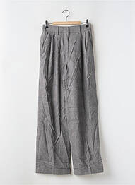 Pantalon large fermeture zippée sous rabat avec crochet taille haute gris LILY SILK femme