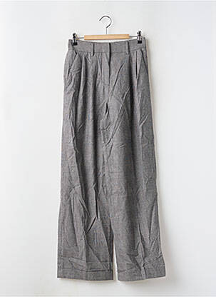 Pantalon large fermeture zippée sous rabat avec crochet taille haute gris LILY SILK femme