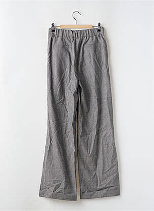 Pantalon large fermeture zippée sous rabat avec crochet taille haute gris LILY SILK femme