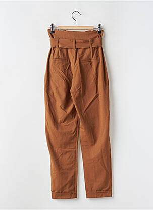 Pantalon droit stretch taille haute marron BERSHKA femme