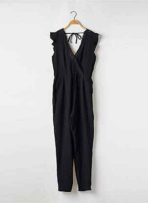 Combi-pantalon col cache-coeur manches courtes noir KILIBBI femme