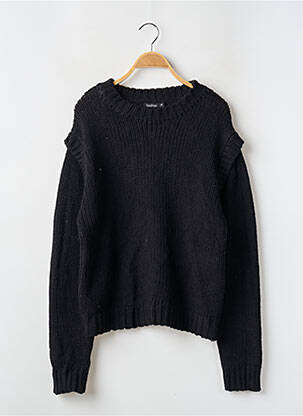 Pull maille souple et aérée manches longues noir BOOHOO femme