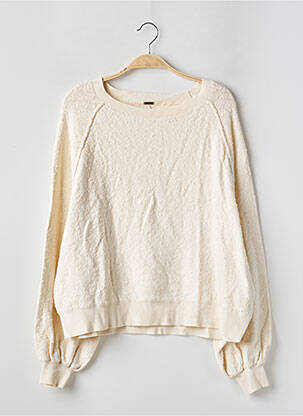 Pull resserrée sur le bas manches longues beige FREE PEOPLE femme