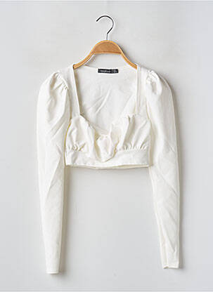 Top stretch manches longues blanc BOOHOO femme