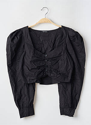 Chemisier coupe cintrée manches longues noir BOOHOO femme