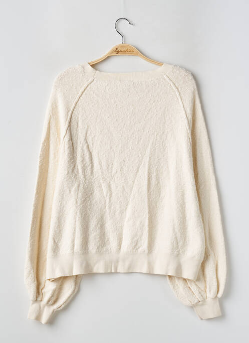 Pull col rond manches longues beige FREE PEOPLE femme