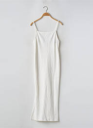 Robe mi-longue coupe cintrée fines bretelles blanc BERSHKA femme