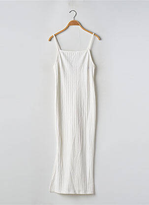 Robe mi-longue coupe cintrée fines bretelles blanc BERSHKA femme