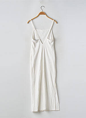 Robe mi-longue coupe cintrée fines bretelles blanc BERSHKA femme