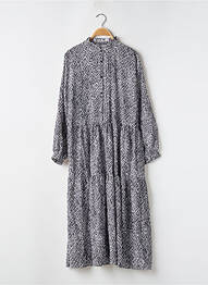 Robe mi-longue imprimé fantaisie manches longues noir LILI SIDONIO femme