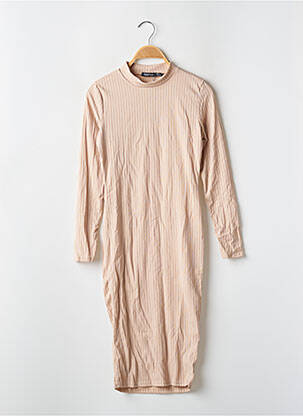 Robe mi-longue manches longues manches longues beige BOOHOO femme