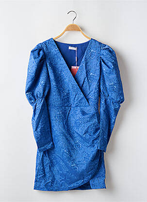Robe courte manches longues manches longues bleu LOAVIES femme