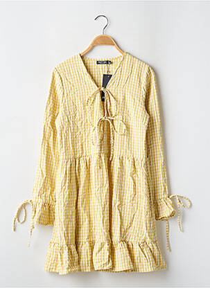 Robe courte coupe évasée manches longues jaune NASTY GAL femme