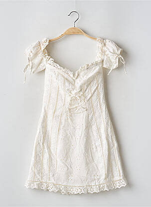 Robe courte fermeture zippée au dos manches courtes beige FOR LOVE & LEMONS femme
