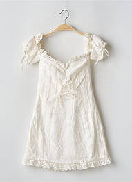Robe courte fermeture zippée au dos manches courtes beige FOR LOVE & LEMONS femme