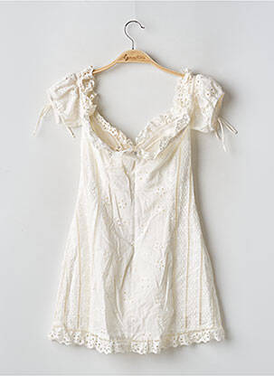 Robe courte fermeture zippée au dos manches courtes beige FOR LOVE & LEMONS femme