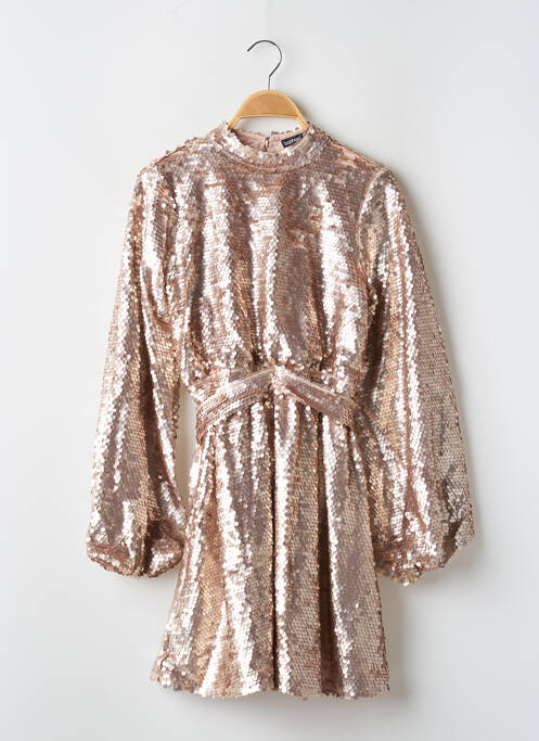 Robe courte coupe évasée manches longues rose BOOHOO femme