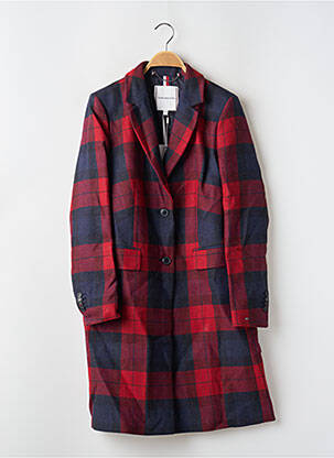 Manteau long coupe cintrée sans capuche rouge TOMMY HILFIGER femme