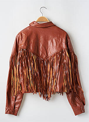 Veste simili cuir fermeture pressionnée marron DAPHNEA femme