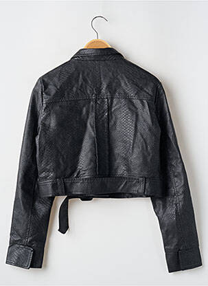 Veste simili cuir fermeture pressionnée noir BOOHOO femme