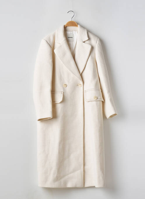 Manteau long beige SANDRO pour femme