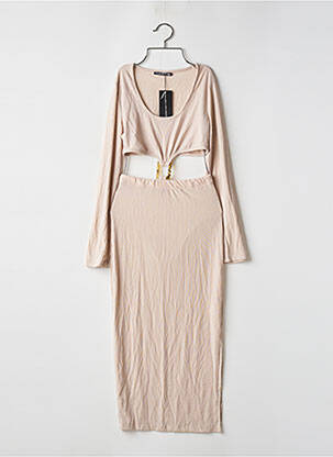 Robe longue manches longues manches longues beige NASTY GAL femme