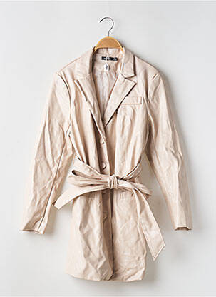 Veste simili cuir epaulette beige BOOHOO femme