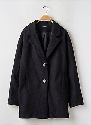 Manteau long coupe droite sans capuche noir BOOHOO femme
