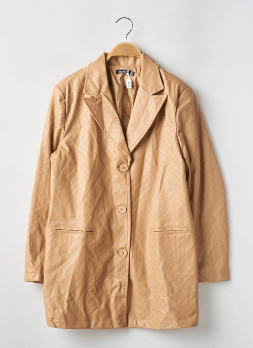 Veste simili cuir epaulette beige BOOHOO femme