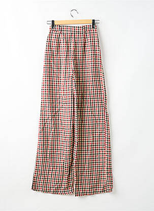Pantalon large tissage popeline taille haute rouge BOOHOO femme