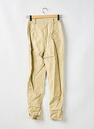 Pantalon droit taille à pinces taille haute beige BOOHOO femme