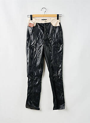 Pantalon droit taille à pinces taille haute noir BOOHOO femme