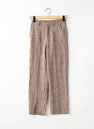 Pantalon droit stretch taille haute marron REIKO femme