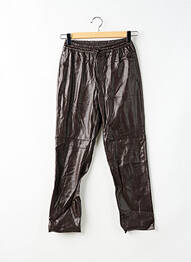 Pantalon droit taille haute taille haute marron MANGO femme
