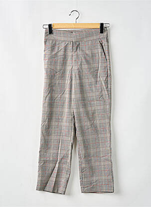 Pantalon droit taille à pinces taille haute gris SANS MARQUE femme