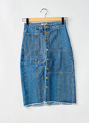 Jupe mi-longue taille haute bleu SUNCOO femme