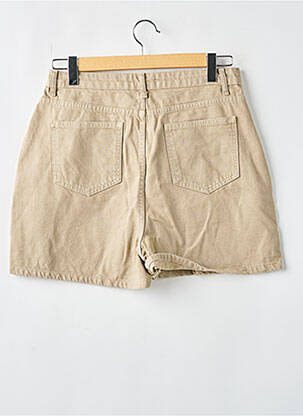 Short tissage denim taille haute beige BOOHOO femme