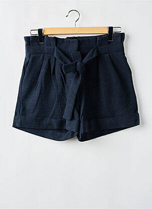 Short fermeture zippée sous rabat avec crochet taille haute bleu OPULLENCE femme