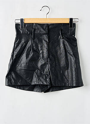 Short tissage simili-cuir taille haute noir BOOHOO femme