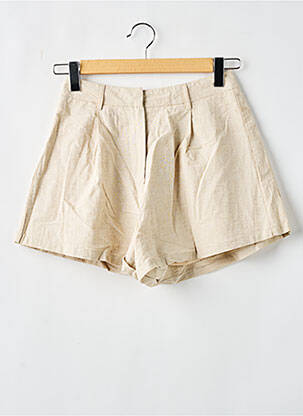 Short fermeture zippée sous rabat avec crochet taille haute beige LOAVIES femme