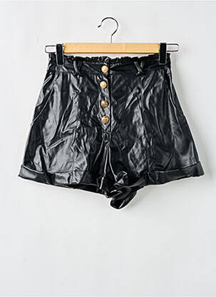 Short tissage simili-cuir taille haute noir SAAJ femme